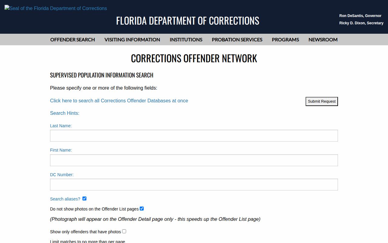 Clay County parole and probation supervised-population search